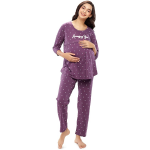Women's Cotton Heart Printed Maternity & Feeding Night Suit Set Of Top & Pajama Set Nursing Night Dress