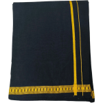 Pure BLACK Cotton Lungi Free Size Thin Gold Boarder Solid Men Dhoti