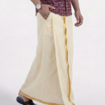 Cotton Premium Quality Welcro Pocket ReadymadePocket Jari Cotton Cream Solid Men Dhoti