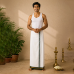Men's Traditional Ethnic Dhoti with Embroidered Design Embroidered, Self Design Men Dhoti