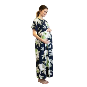 Maternity Wear for Women | Feeding Friendly Maxi Dress | Soft Nursing Nightdress for Pregnancy & Postpartum