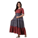 Women Viscose Rayon Maternity and Feeding Maxi Dress with Zip