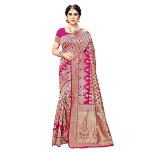 Trendy Banarasi Kanjivaram Navy Color Art Silk Saree with Blouse Material
