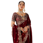 Women's Silk Saree with Embroidered Blouse Piece, Traditional Parte Wear with Gold Border and Hand Work Lace Embellished, Solid/Plain, Applique, Woven