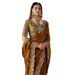 Women's Silk Saree with Embroidered Blouse Piece, Traditional Parte Wear with Gold Border and Hand Work Lace Embellished, Solid/Plain, Applique, Woven