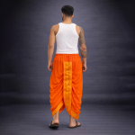 Readymade Dhoti with Wide Golden Zari Border Lungi Ethnic Wear Self Design Men Dhoti