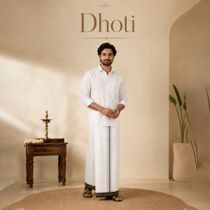 Men's Traditional Ethnic Dhoti with Embroidered Design Embroidered, Self Design Men Dhoti