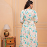 Women's Pure Cotton Floral Printed Maternity Feeding Kurti with Zipper Feeding Dress for Women Feeding Gown