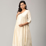 Women's Raw Silk Maternity and Nursing Kurta Set | Front Zipper for Easy Feeding Pre and Post Pregnancy