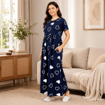 Maternity Feeding Dress Combo Pack of 2 | Zipless Nursing Dress for Women | Soft Cotton Lounge & Outdoor Wear | Pregnancy & Feeding Friendly Maxi Dres