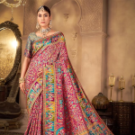 Women’s Luxurious Dola Pure Silk Original Saree Position Print Work Madhubani Inspired Motifs Banarasi Kanjivaram Style Saree With Blouse Piece