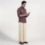 Cotton Premium Quality Welcro Pocket ReadymadePocket Jari Cotton Cream Solid Men Dhoti