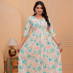 Women's Pure Cotton Floral Printed Maternity Feeding Kurti with Zipper Feeding Dress for Women Feeding Gown