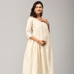 Women's Raw Silk Maternity and Nursing Kurta Set | Front Zipper for Easy Feeding Pre and Post Pregnancy