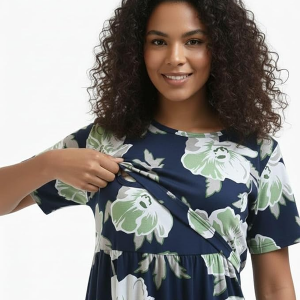 Maternity Wear for Women | Feeding Friendly Maxi Dress | Soft Nursing Nightdress for Pregnancy & Postpartum