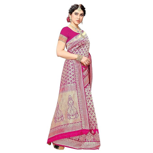 Trendy Banarasi Kanjivaram Navy Color Art Silk Saree with Blouse Material