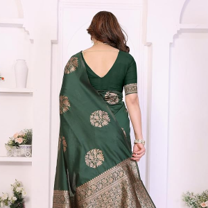 Women's Silk Blend Jacquard Banarasi Saree