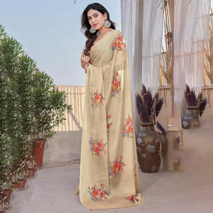 Saree for Woman Chiffon Floral Printed | Lightweight All-Day Comfortable Women's Sari with Unstitched Blouse Piece