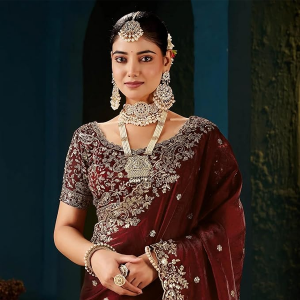 Women's Silk Saree with Embroidered Blouse Piece, Traditional Parte Wear with Gold Border and Hand Work Lace Embellished, Solid/Plain, Applique, Woven