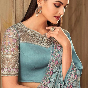 Women's Designer Rangoli Silk Embroidered Saree with Floral Cutwork Border, Sequin Work and Unstitched Blouse Piece For Women