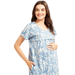 Women Cotton Printed Maternity Nursing & Feeding Relaxed Fit Nighty