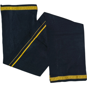 Pure BLACK Cotton Lungi Free Size Thin Gold Boarder Solid Men Dhoti