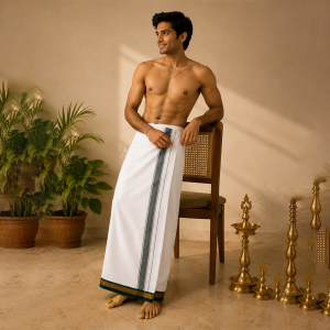 Men's Traditional Ethnic Dhoti with Embroidered Design Embroidered, Self Design Men Dhoti