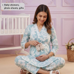 Maternity Dresses for Women Cotton | Floral Kurta Pant Dupatta Set with Nursing Zippers, Side Pocket | Pre & Post Pregnancy