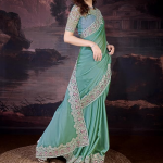 Women's Designer Rangoli Silk Embroidered Saree with Floral Cutwork Border, Sequin Work and Unstitched Blouse Piece For Women